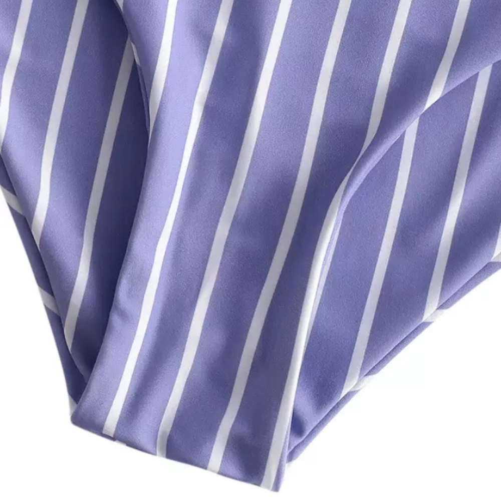 👙2/$30 Zaful Striped Ruffles High Rise Tankini - Picture 4 of 4